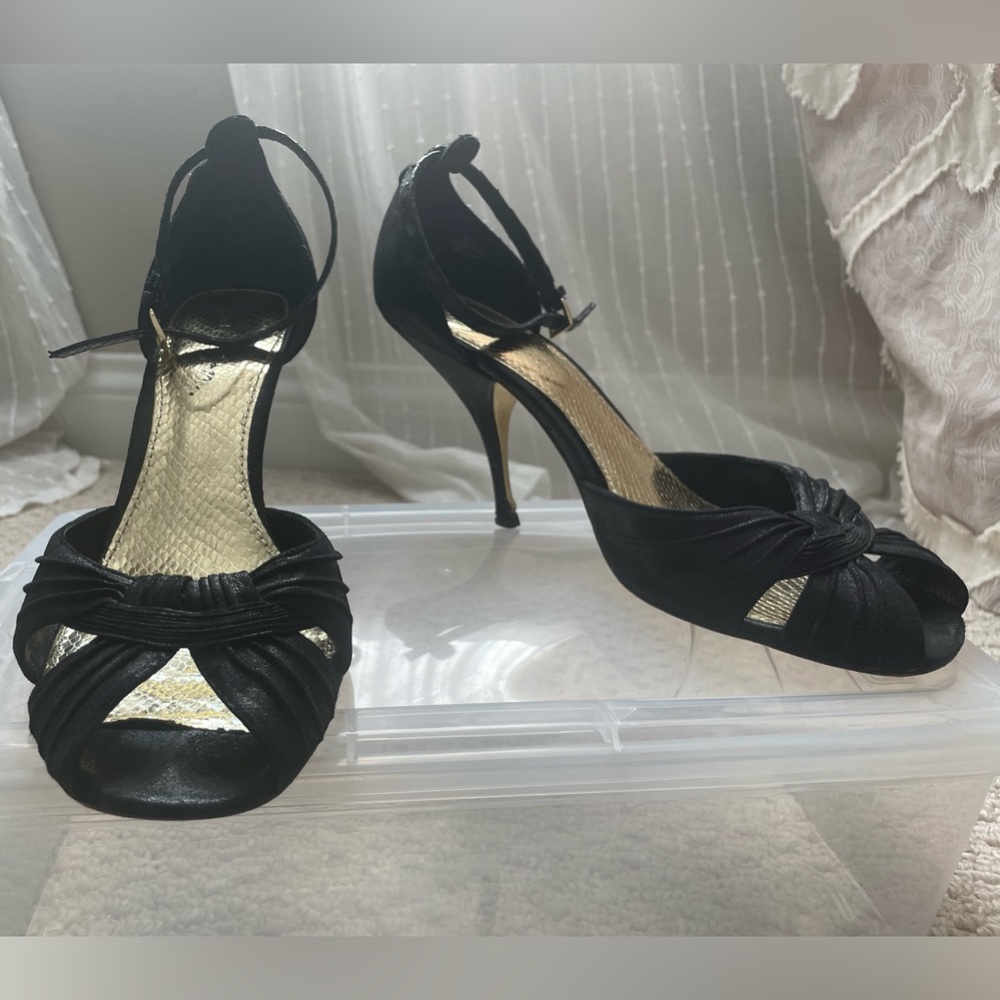Sam Edelman wax coated sandals ankle strap heels